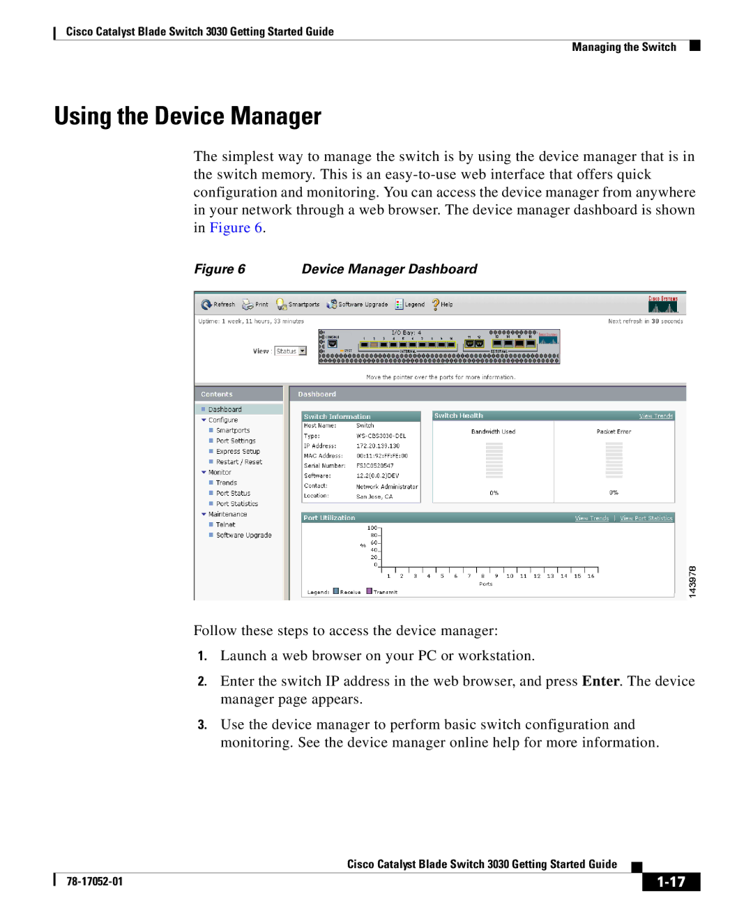 Cisco Systems 3030 manual Using the Device Manager 