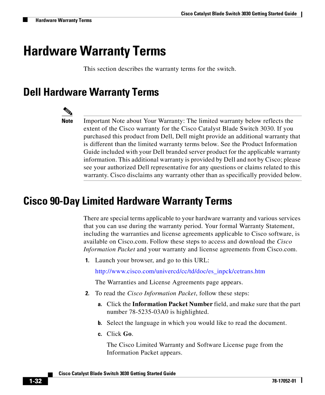 Cisco Systems 3030 manual Hardware Warranty Terms 