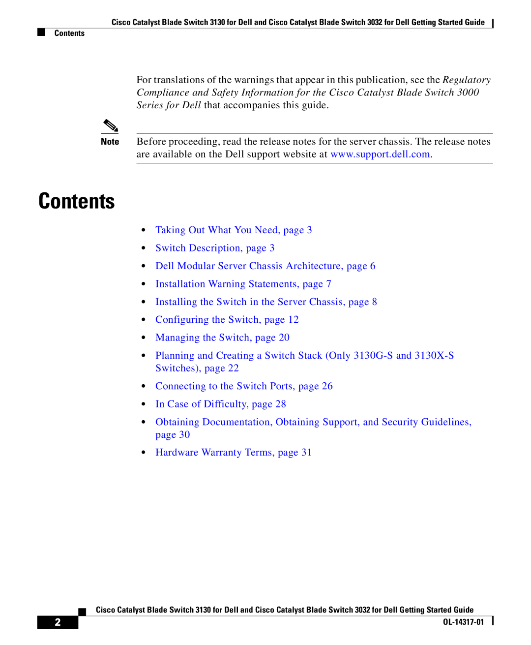 Cisco Systems 3032, 3130 manual Contents 