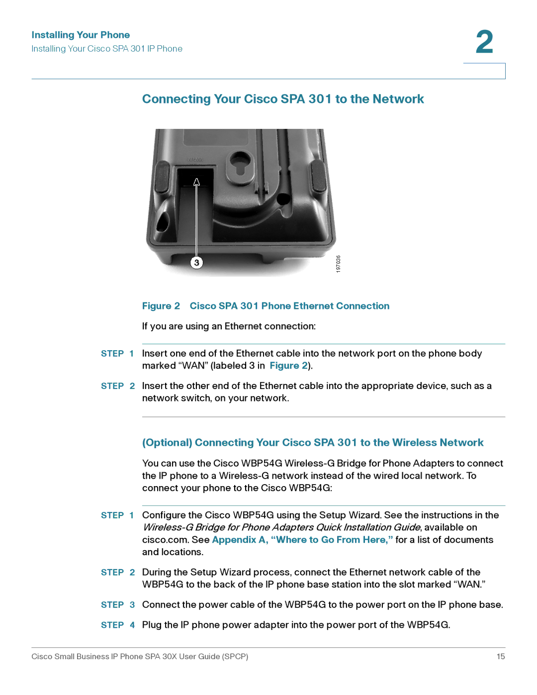 Cisco Systems 30X manual Connecting Your Cisco SPA 301 to the Network, Cisco SPA 301 Phone Ethernet Connection 