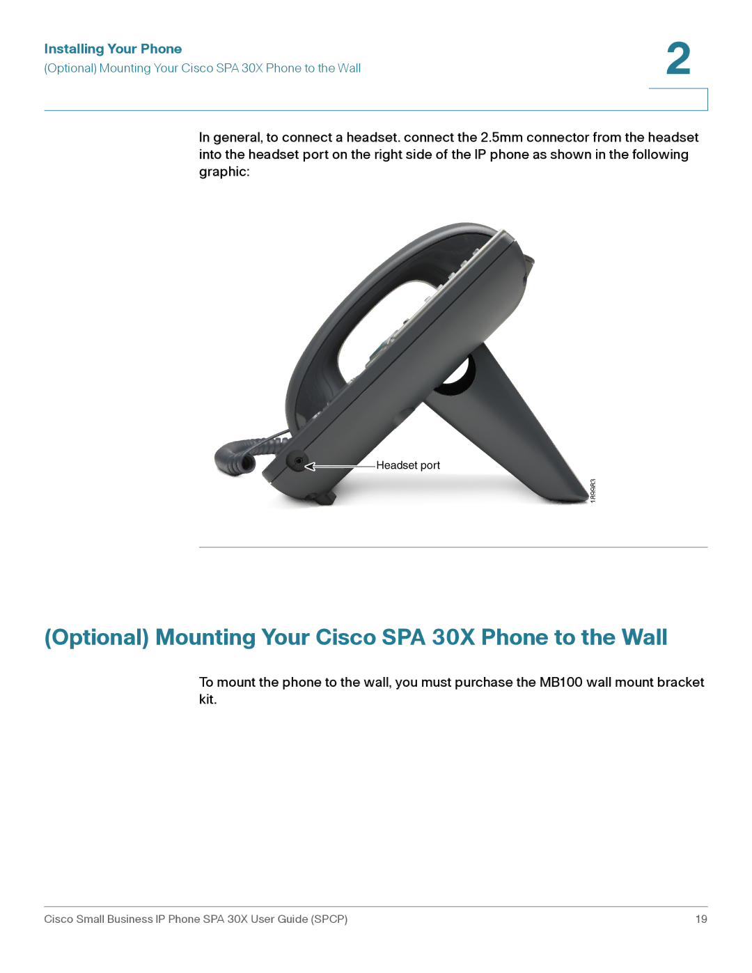 Cisco Systems manual Optional Mounting Your Cisco SPA 30X Phone to the Wall 