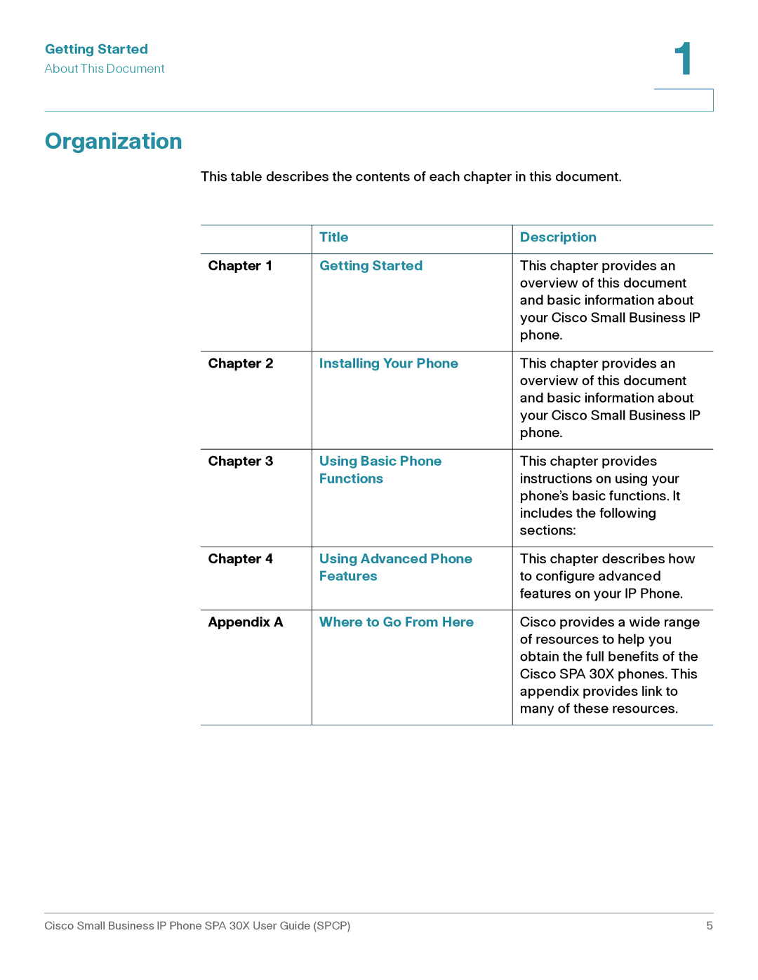 Cisco Systems 30X manual Organization 