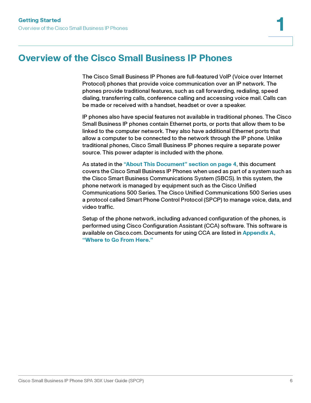 Cisco Systems 30X manual Overview of the Cisco Small Business IP Phones 