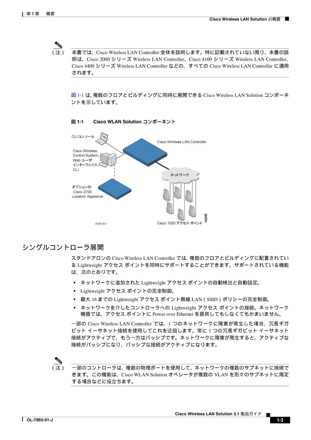 Cisco Systems 3.1 manual シングルコントローラ展開, （注）, されます。 