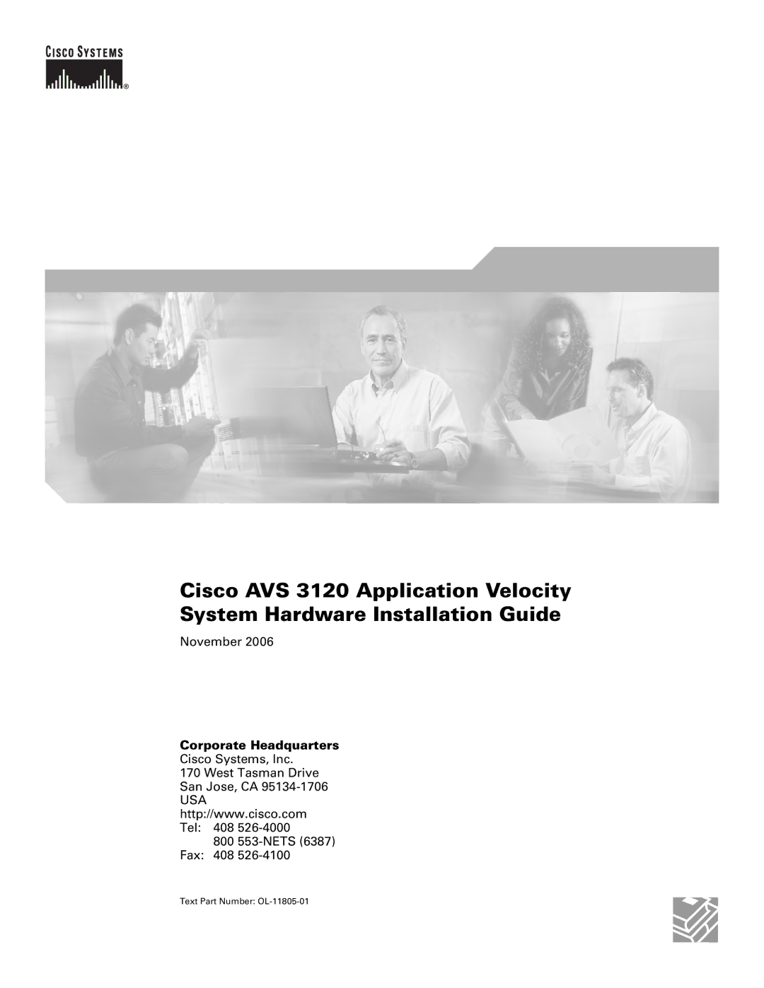 Cisco Systems 3120 manual Corporate Headquarters, Text Part Number OL-11805-01 