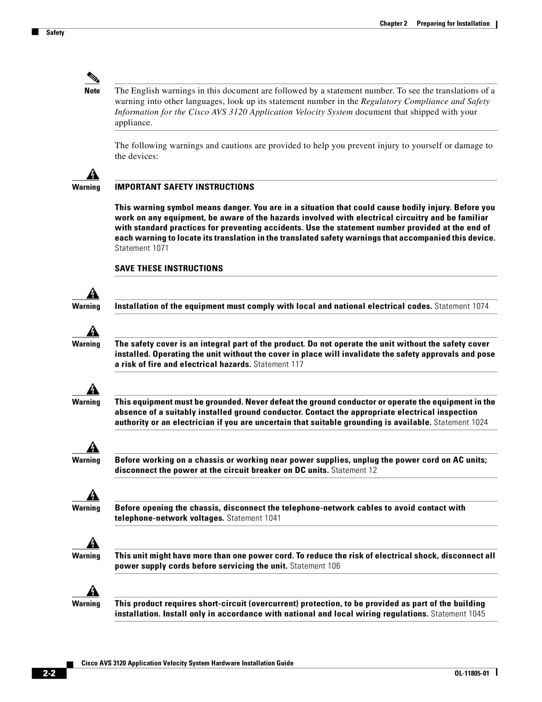 Cisco Systems 3120 manual Preparing for Installation Safety 