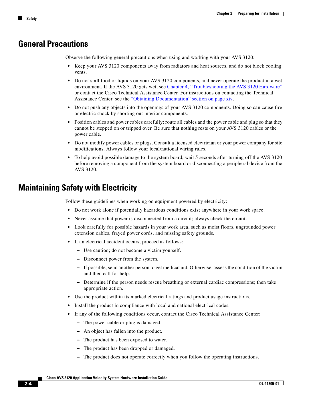 Cisco Systems 3120 manual General Precautions, Maintaining Safety with Electricity 