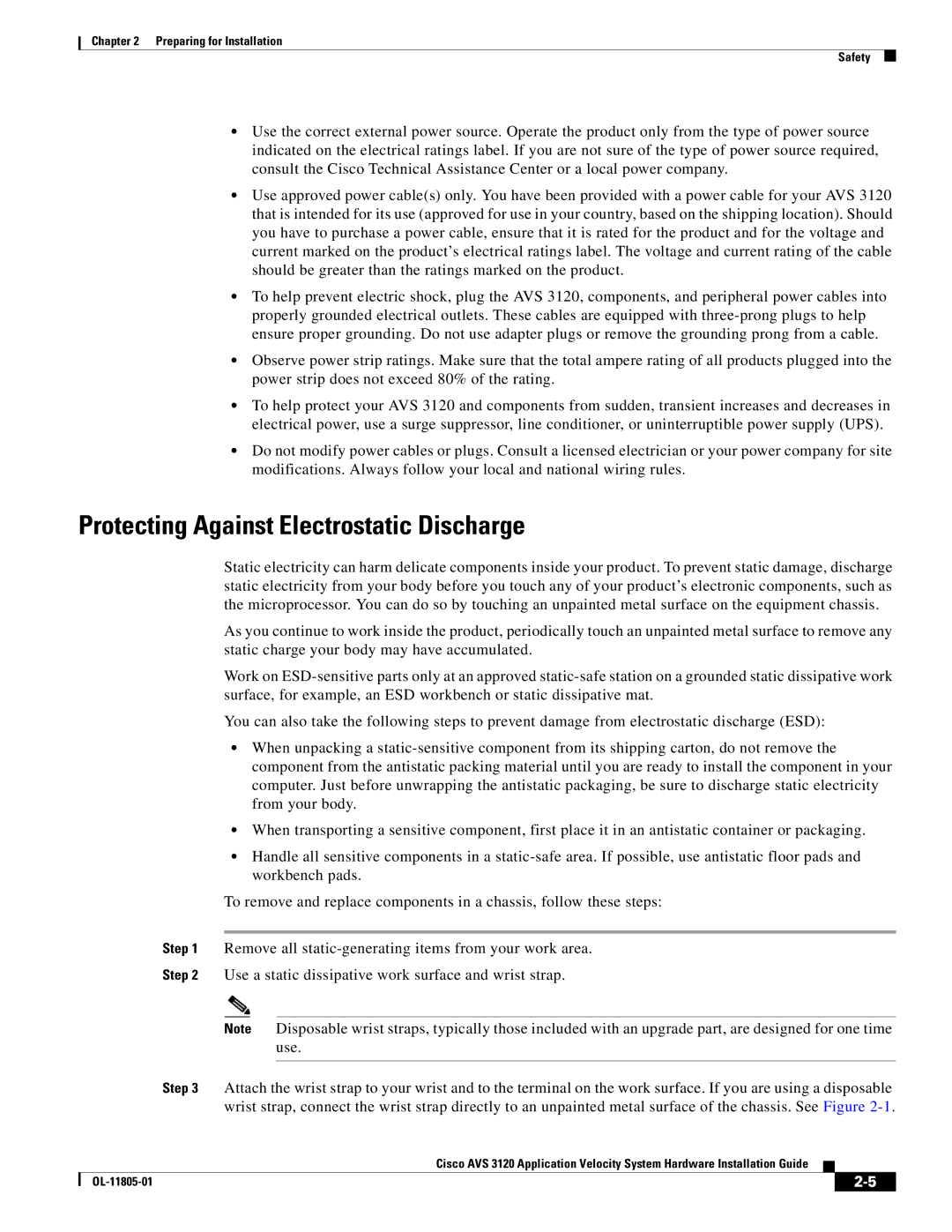 Cisco Systems 3120 manual Protecting Against Electrostatic Discharge 