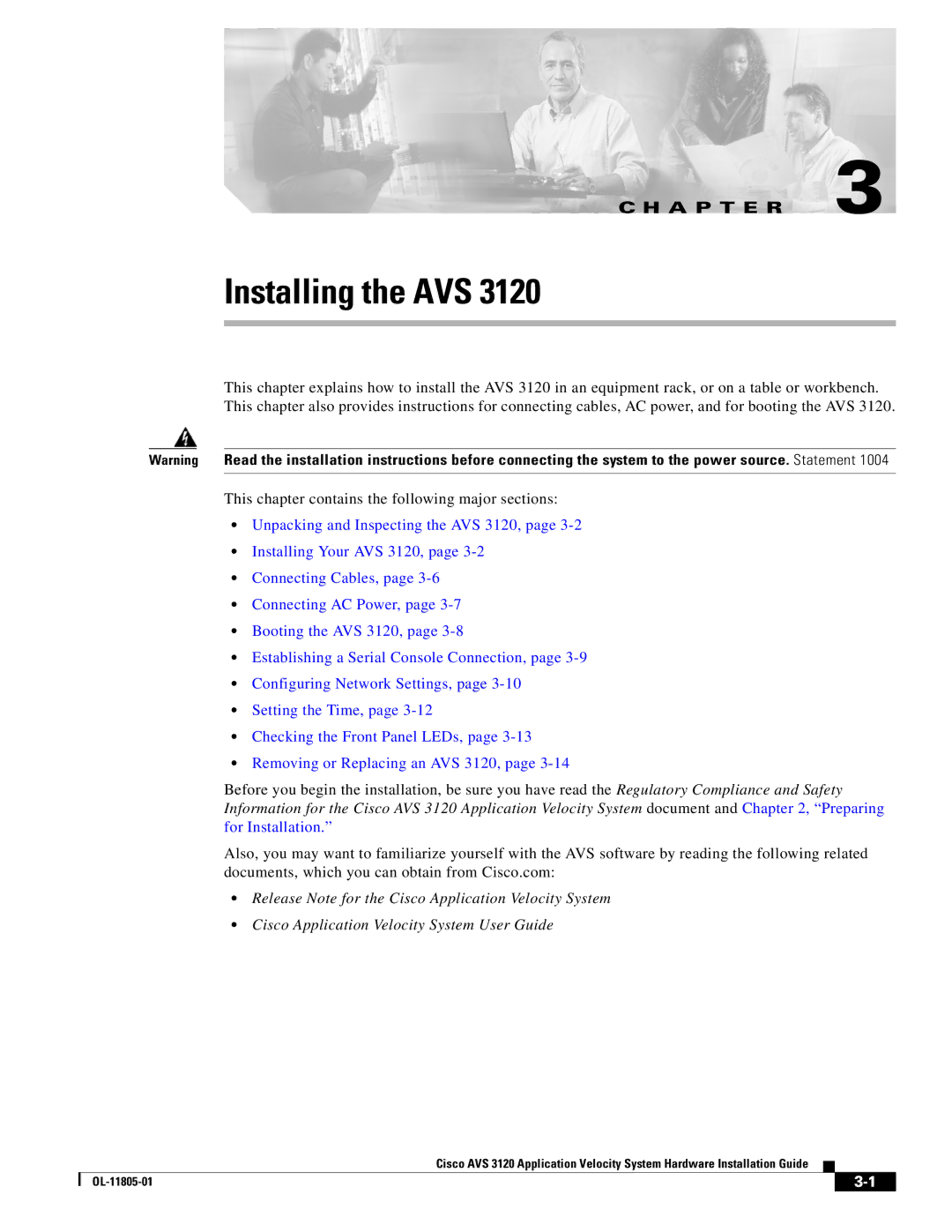 Cisco Systems 3120 manual Installing the AVS 