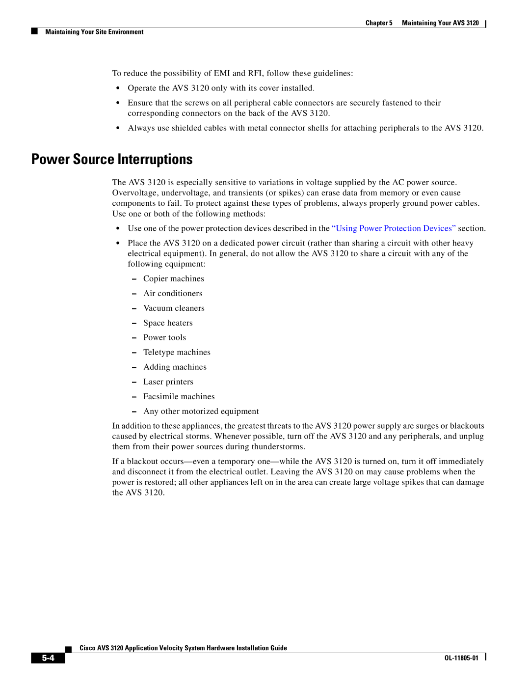 Cisco Systems 3120 manual Power Source Interruptions 