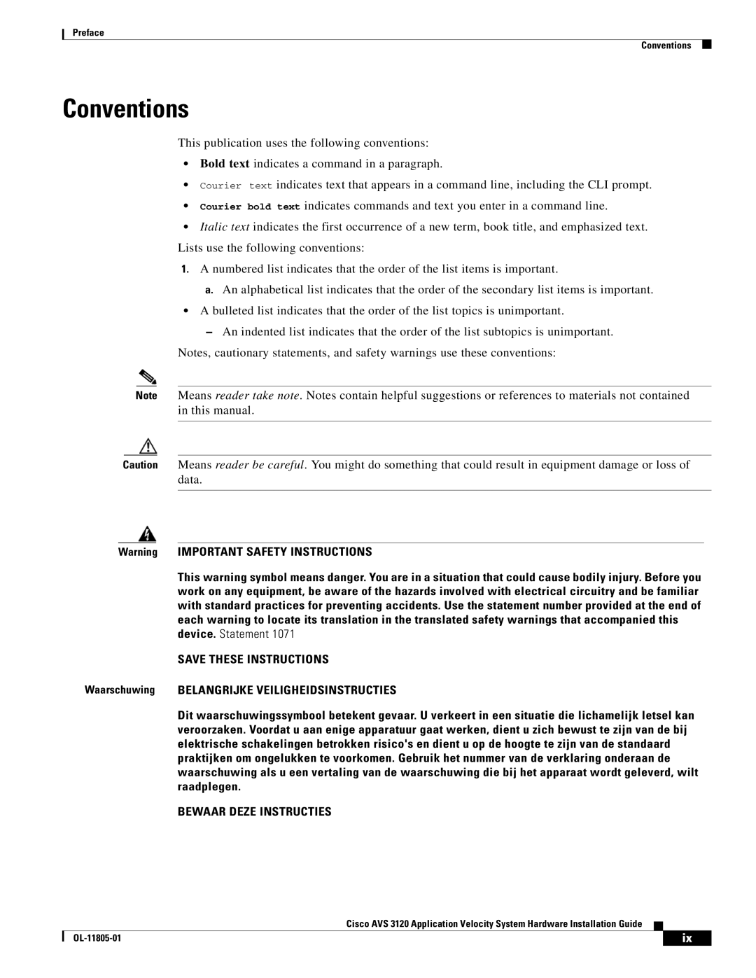 Cisco Systems 3120 manual Conventions, Bewaar Deze Instructies 