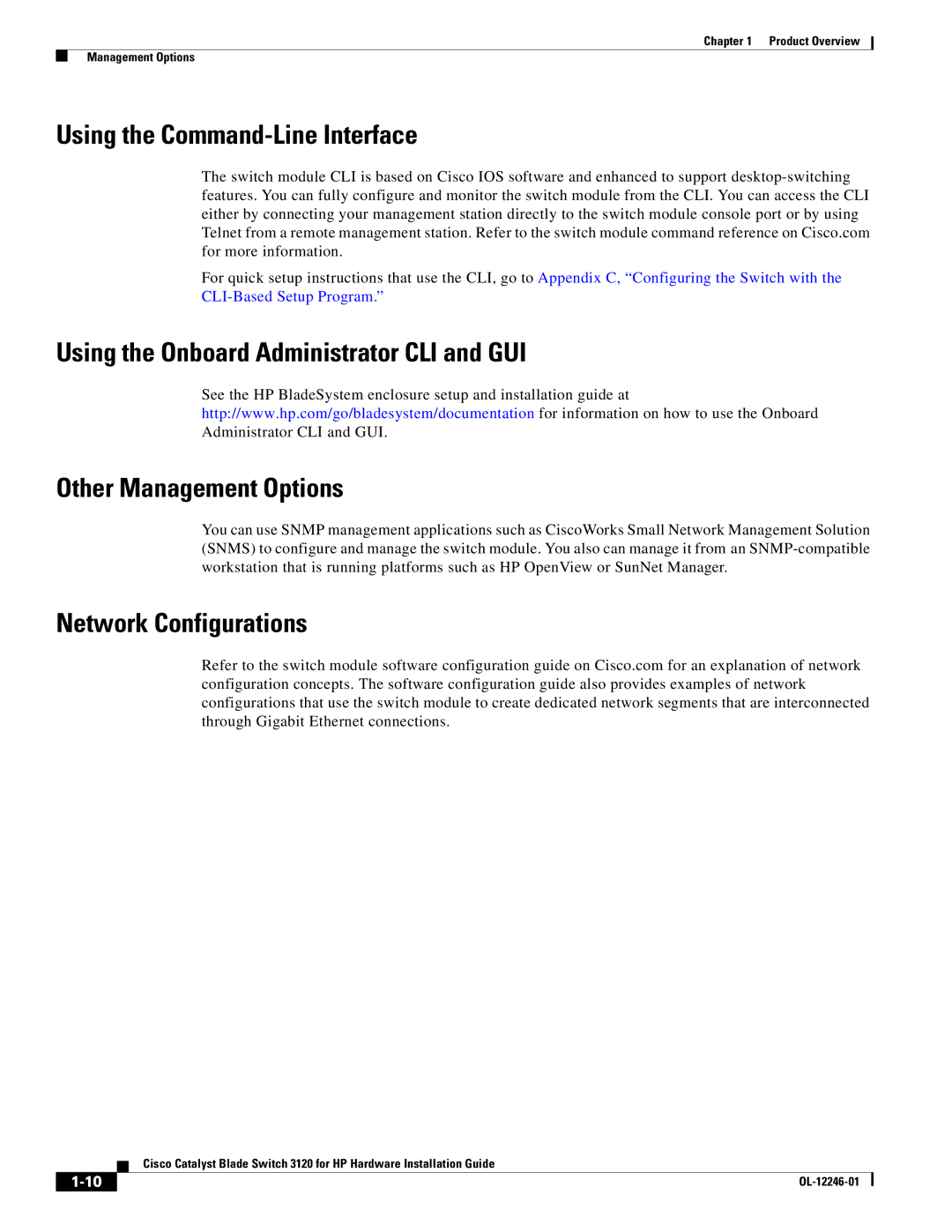 Cisco Systems 3120 manual Using the Command-Line Interface, Network Configurations 