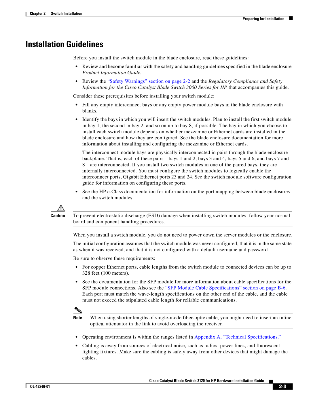 Cisco Systems 3120 manual Installation Guidelines 