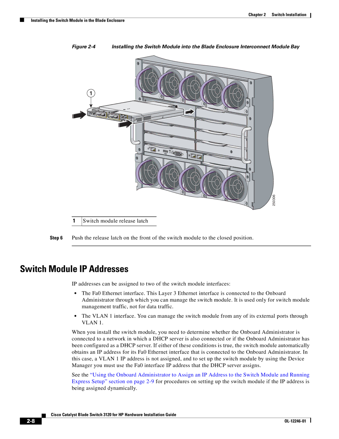 Cisco Systems 3120 manual Switch Module IP Addresses 