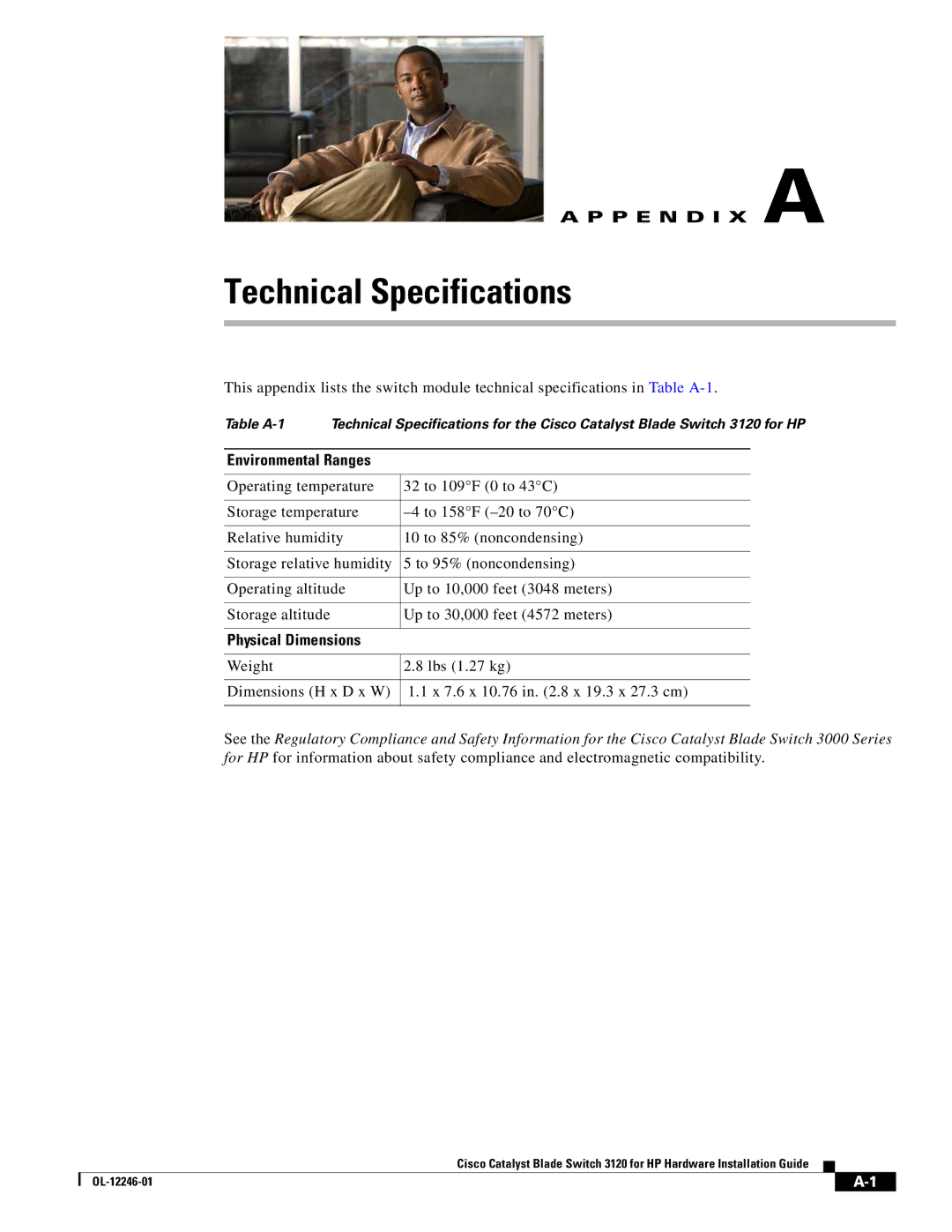 Cisco Systems 3120 manual Environmental Ranges, Physical Dimensions 