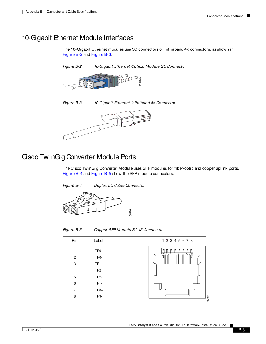 Cisco Systems 3120 manual Gigabit Ethernet Module Interfaces, Cisco TwinGig Converter Module Ports 