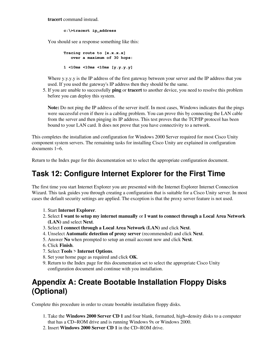 Cisco Systems 3.1(6) appendix Task 12 Configure Internet Explorer for the First Time, Select Tools Internet Options 