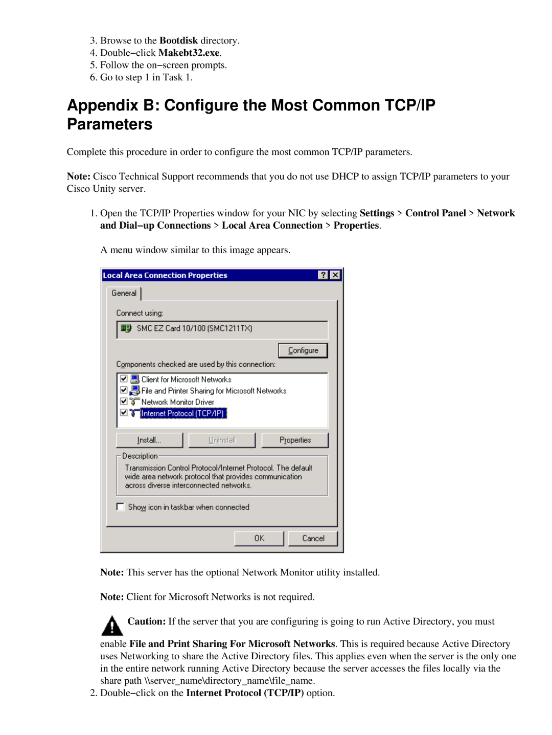 Cisco Systems 3.1(6) appendix Appendix B Configure the Most Common TCP/IP Parameters 