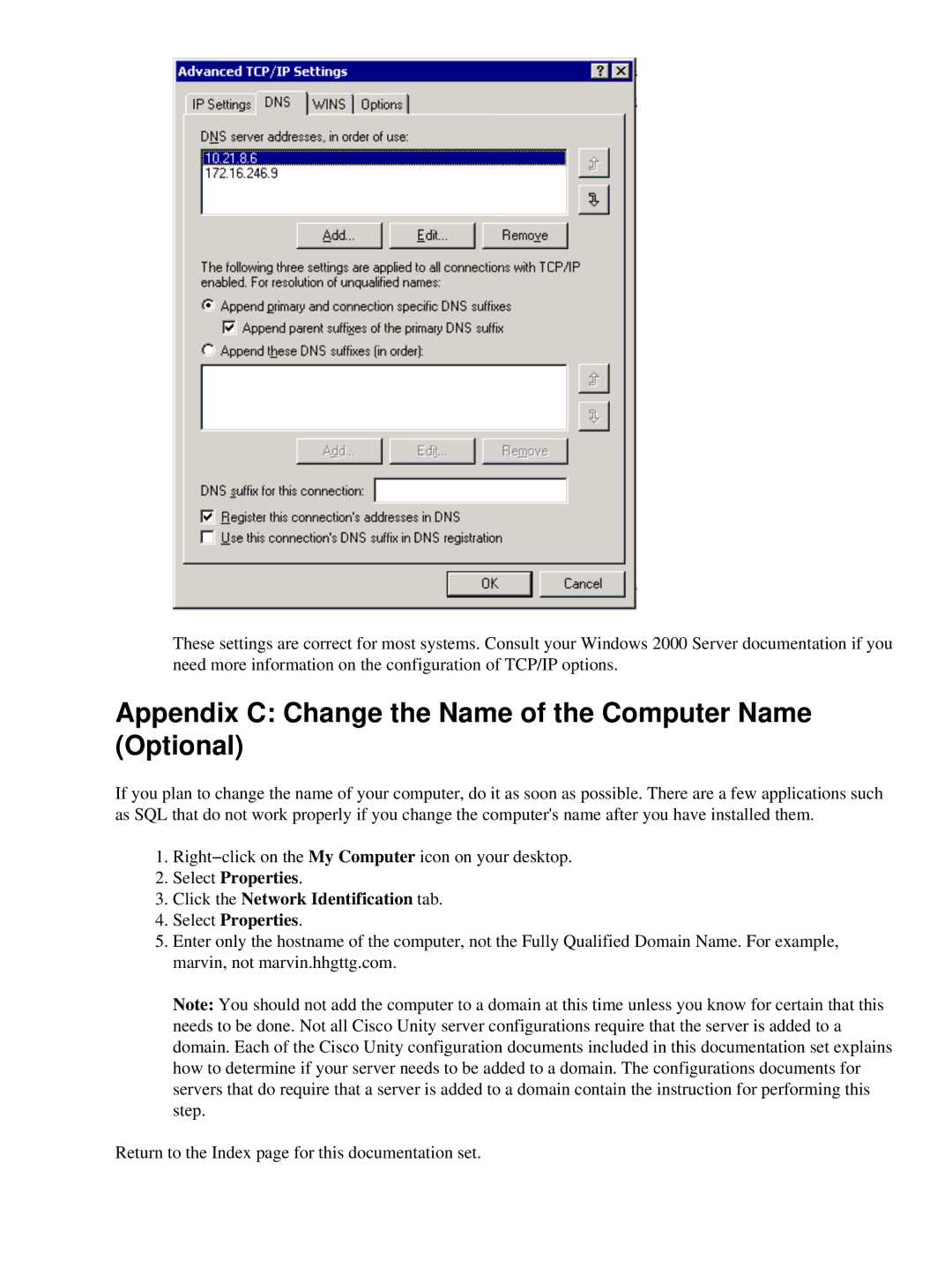 Cisco Systems 3.1(6) appendix Appendix C Change the Name of the Computer Name Optional 