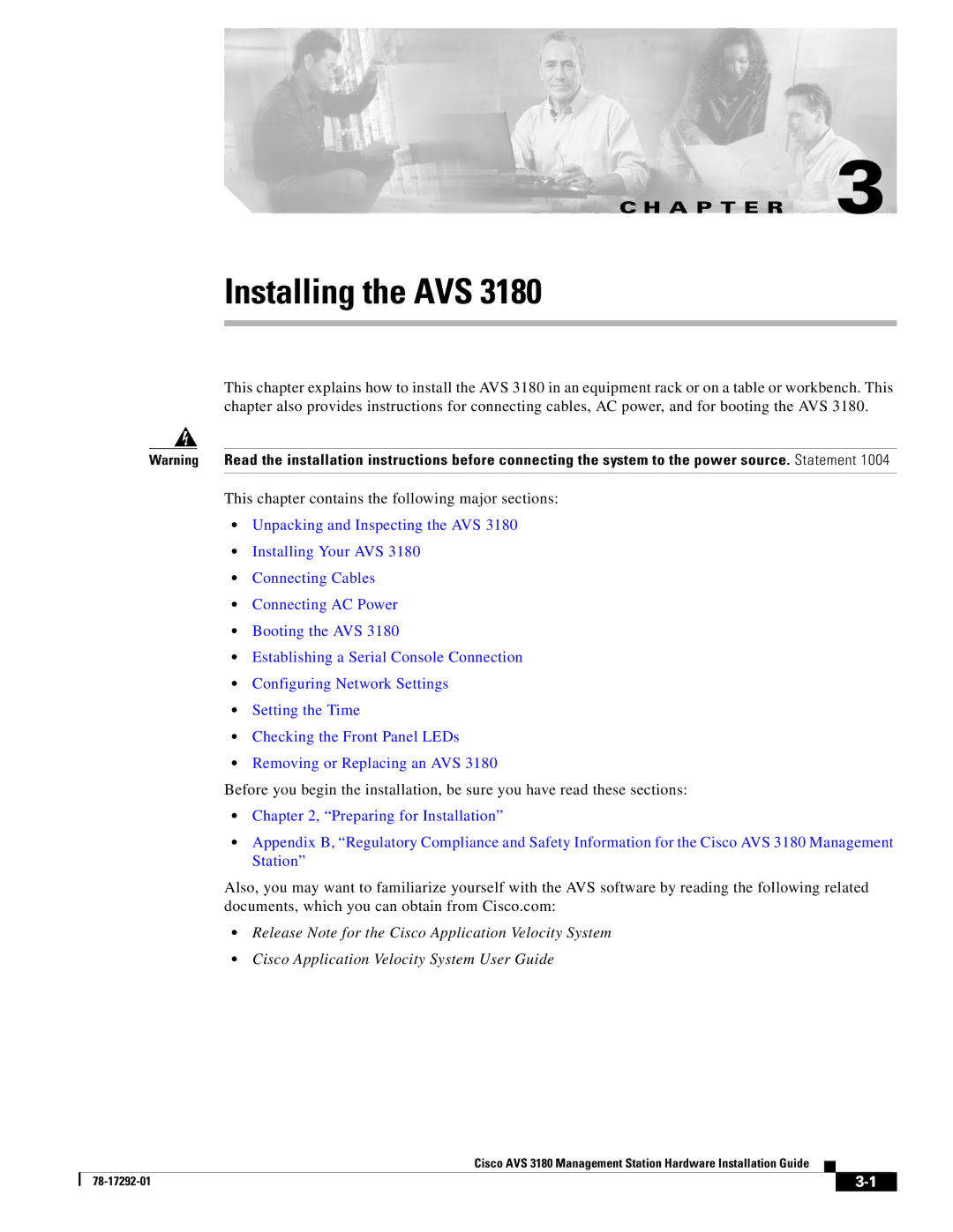 Cisco Systems 3180 installation instructions Installing the AVS 