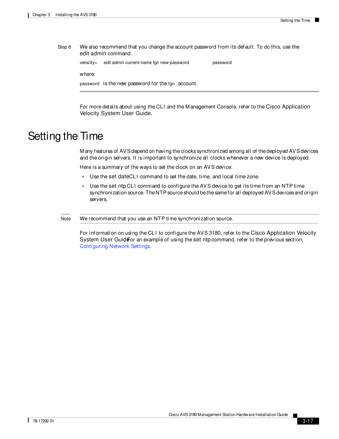 Cisco Systems 3180 installation instructions Setting the Time 