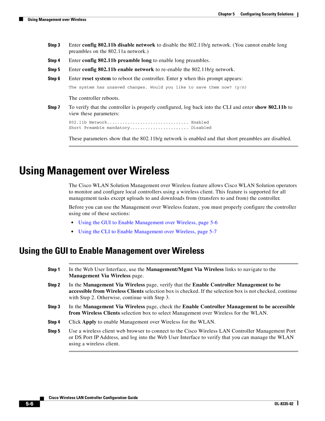 Cisco Systems 3.2 manual Using Management over Wireless, Using the GUI to Enable Management over Wireless 