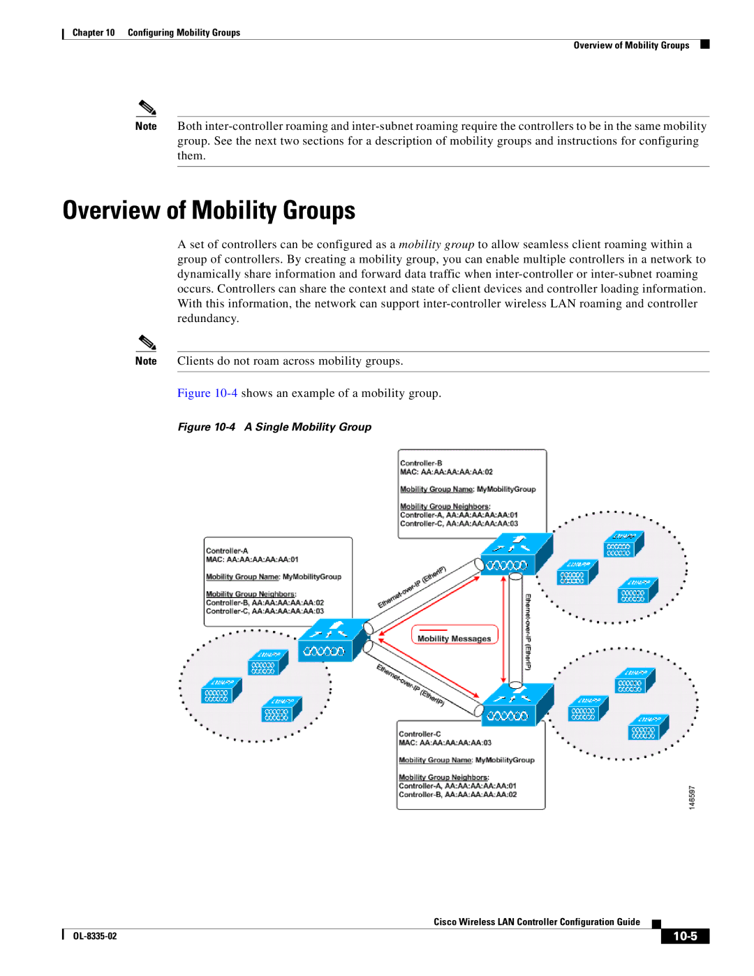 Cisco Systems 3.2 manual Overview of Mobility Groups, 10-5 