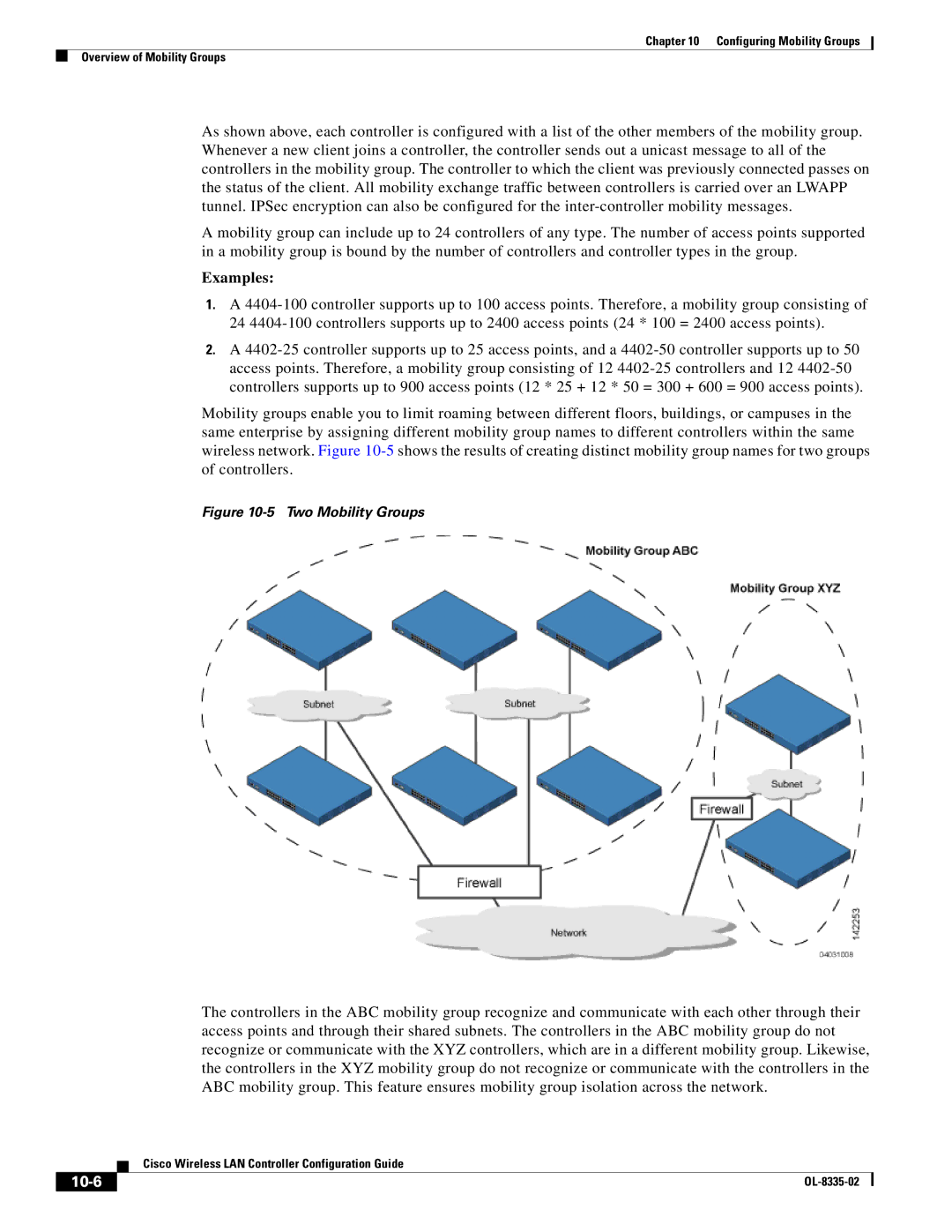 Cisco Systems 3.2 manual 10-6, Two Mobility Groups 