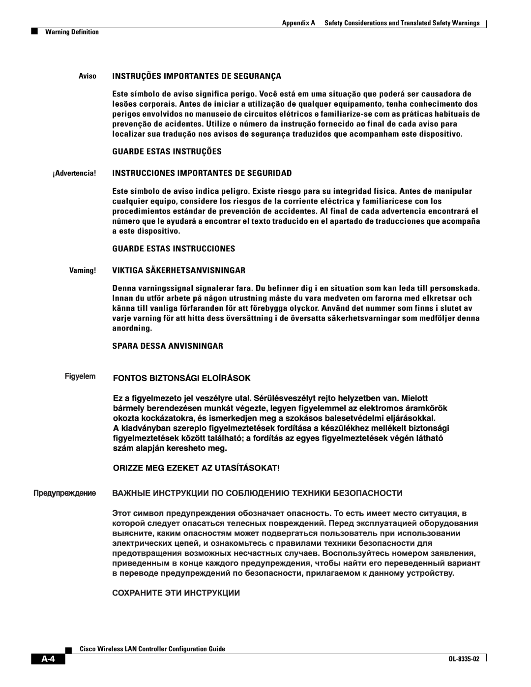 Cisco Systems 3.2 manual Aviso Instruções Importantes DE Segurança, Guarde Estas Instruções 