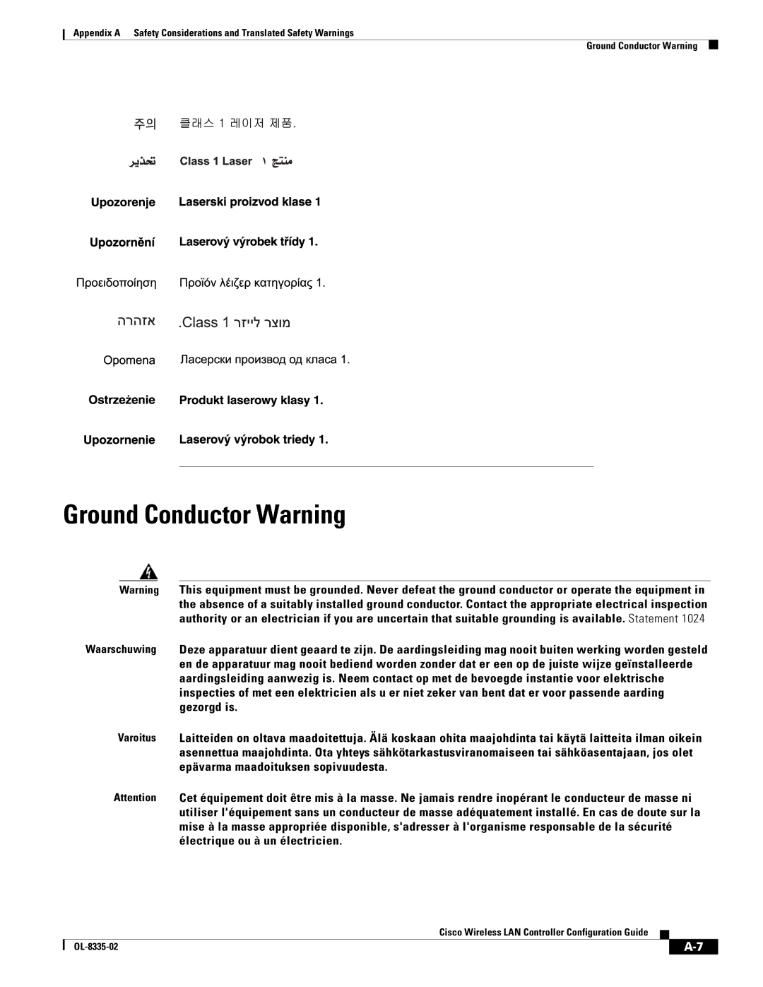 Cisco Systems 3.2 manual Ground Conductor Warning 