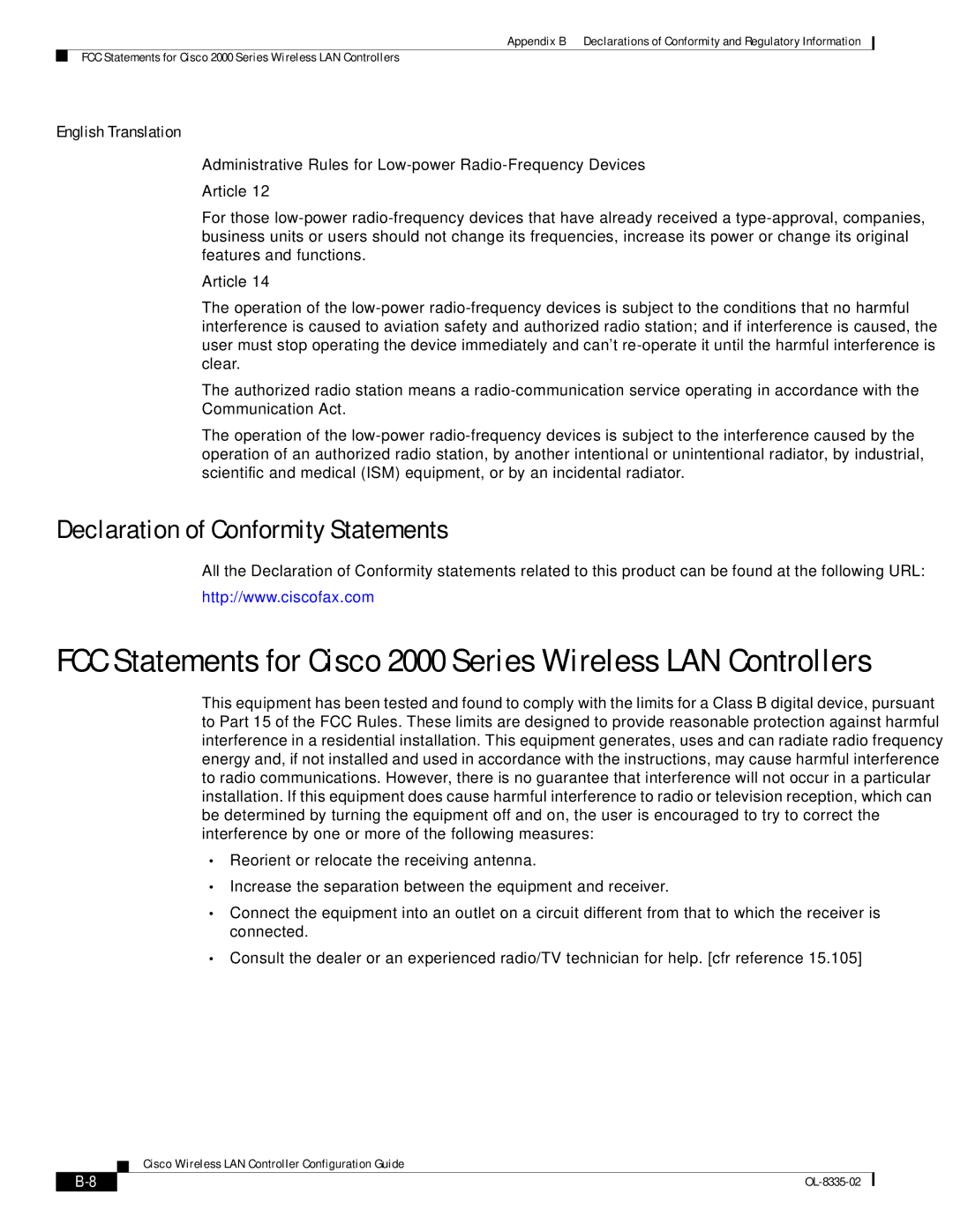 Cisco Systems 3.2 manual Declaration of Conformity Statements 