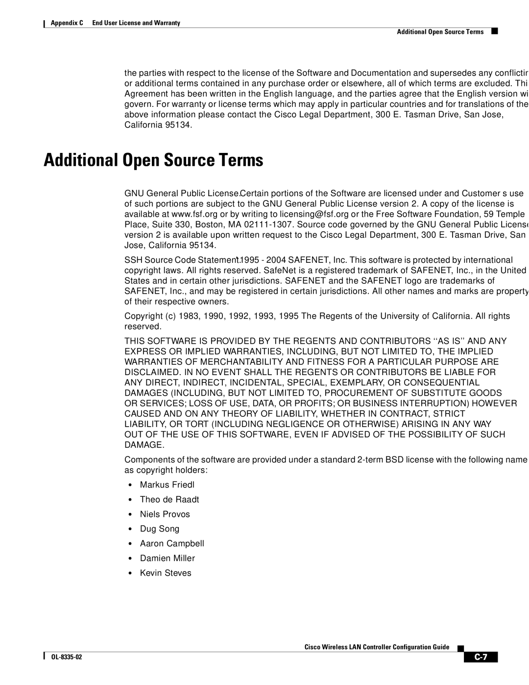 Cisco Systems 3.2 manual Additional Open Source Terms 