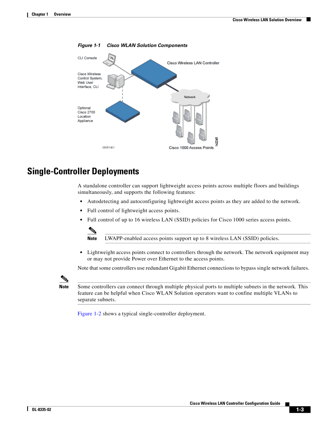 Cisco Systems 3.2 manual Single-Controller Deployments, Cisco Wlan Solution Components 