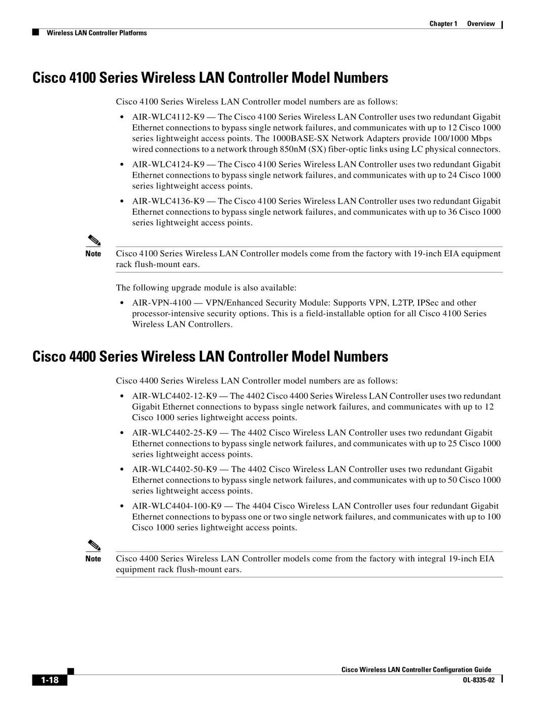 Cisco Systems 3.2 manual Cisco 4100 Series Wireless LAN Controller Model Numbers 