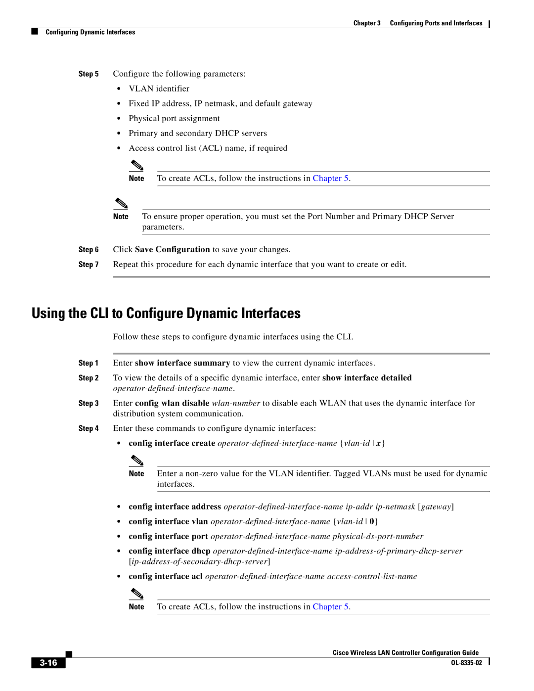 Cisco Systems 3.2 manual Using the CLI to Configure Dynamic Interfaces 