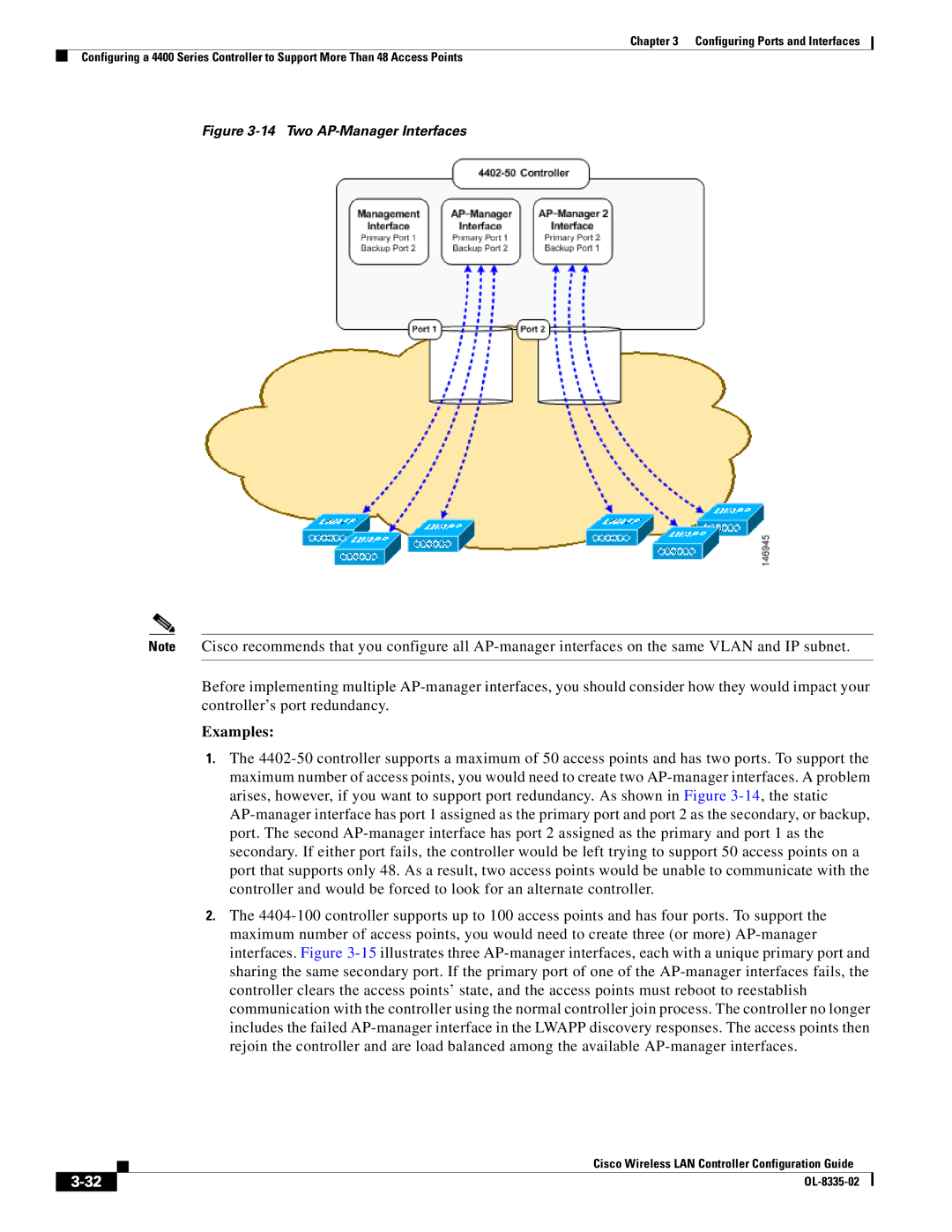 Cisco Systems 3.2 manual Examples, Two AP-Manager Interfaces 