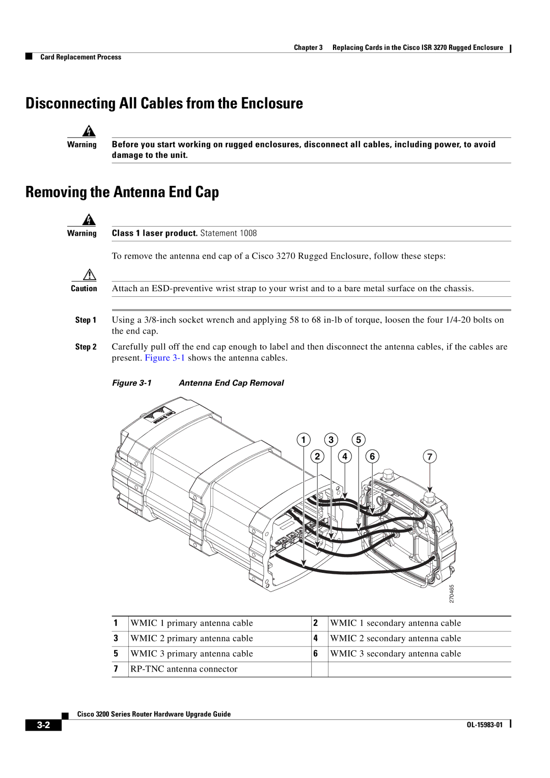 Cisco Systems 3200 Series manual Antenna End Cap Removal 