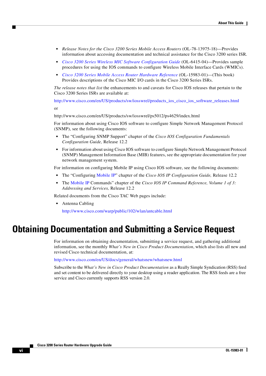 Cisco Systems 3200 Series manual Obtaining Documentation and Submitting a Service Request 