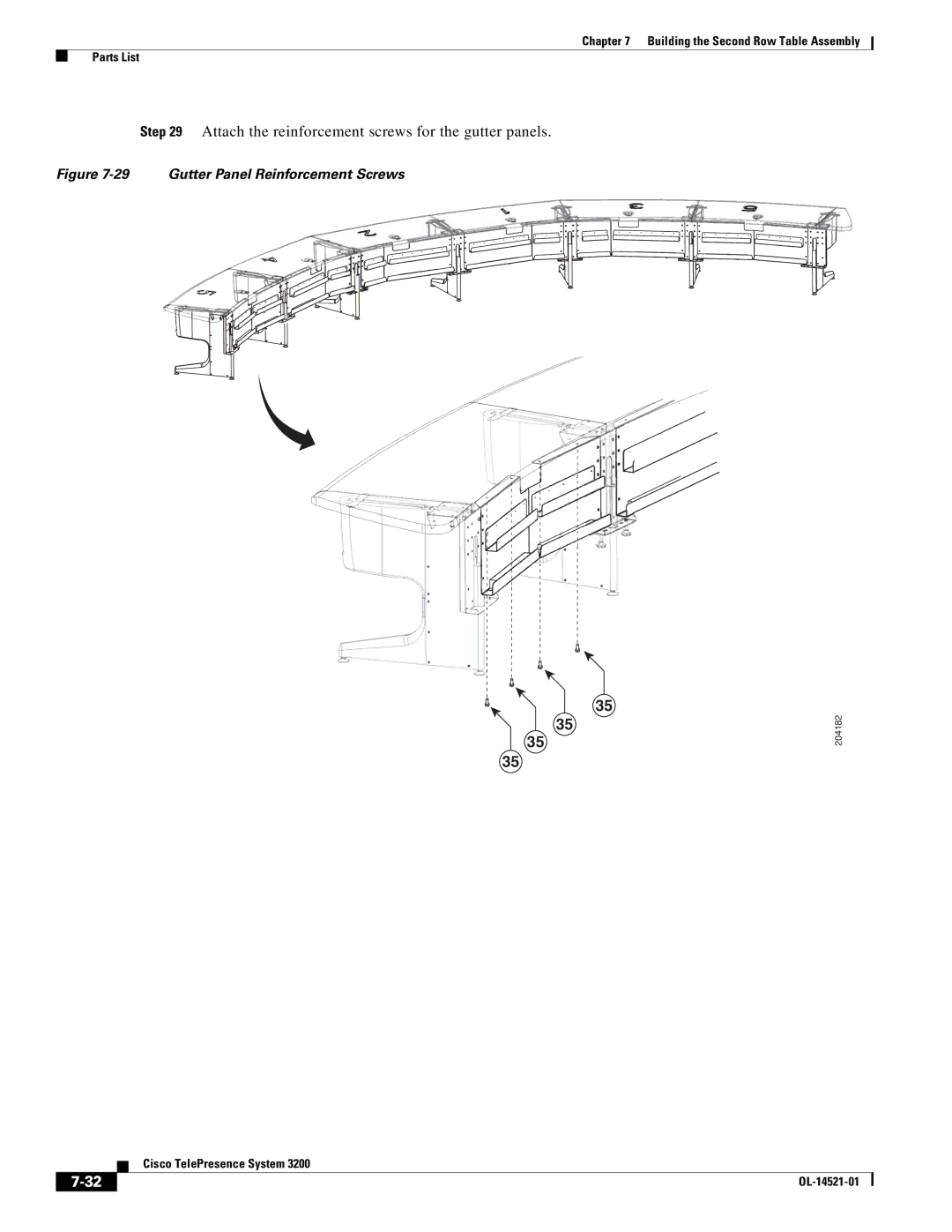 Cisco Systems 3200 manual Attach the reinforcement screws for the gutter panels, Gutter Panel Reinforcement Screws 