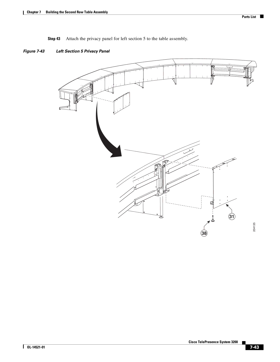 Cisco Systems 3200 manual Attach the privacy panel for left to the table assembly, Left Privacy Panel 