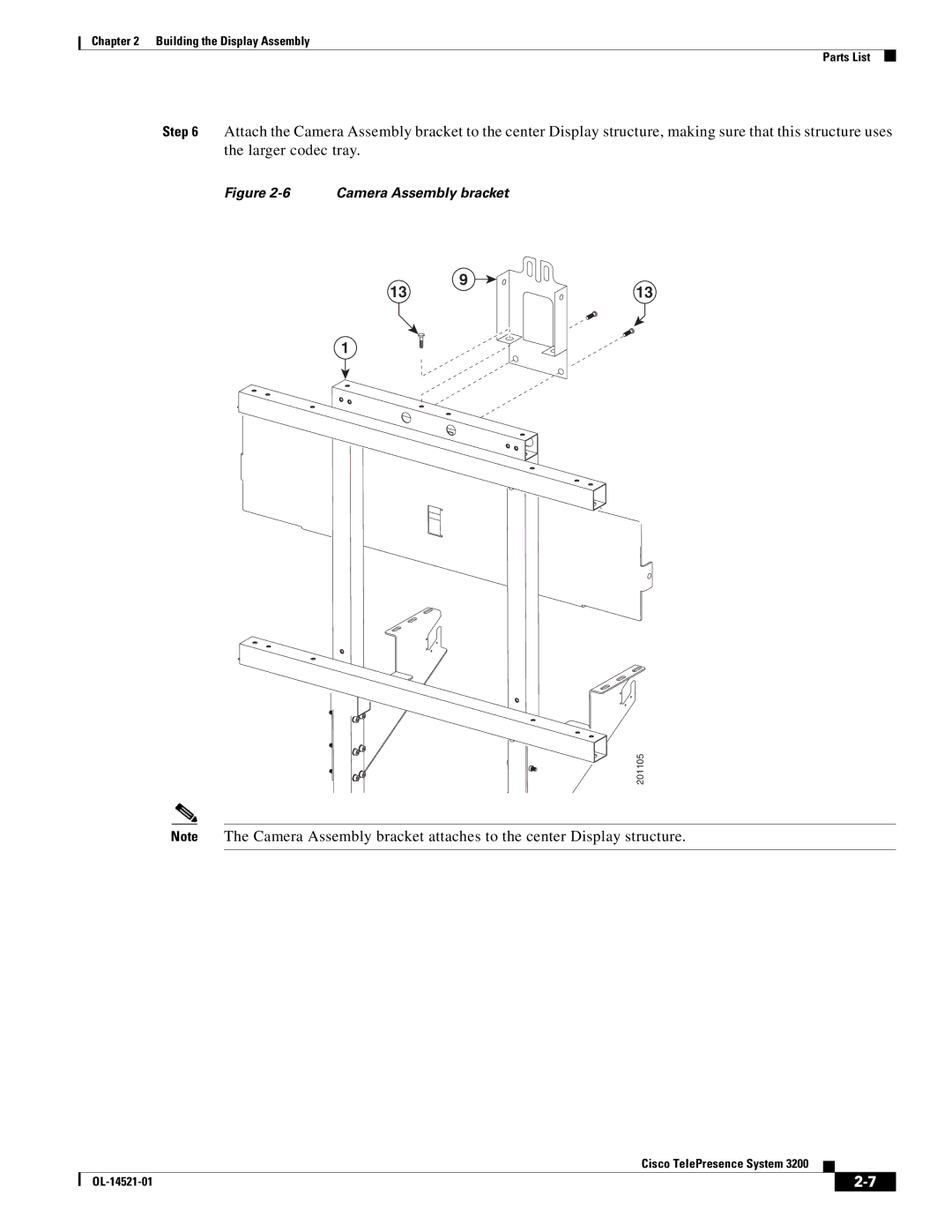 Cisco Systems 3200 manual Camera Assembly bracket 