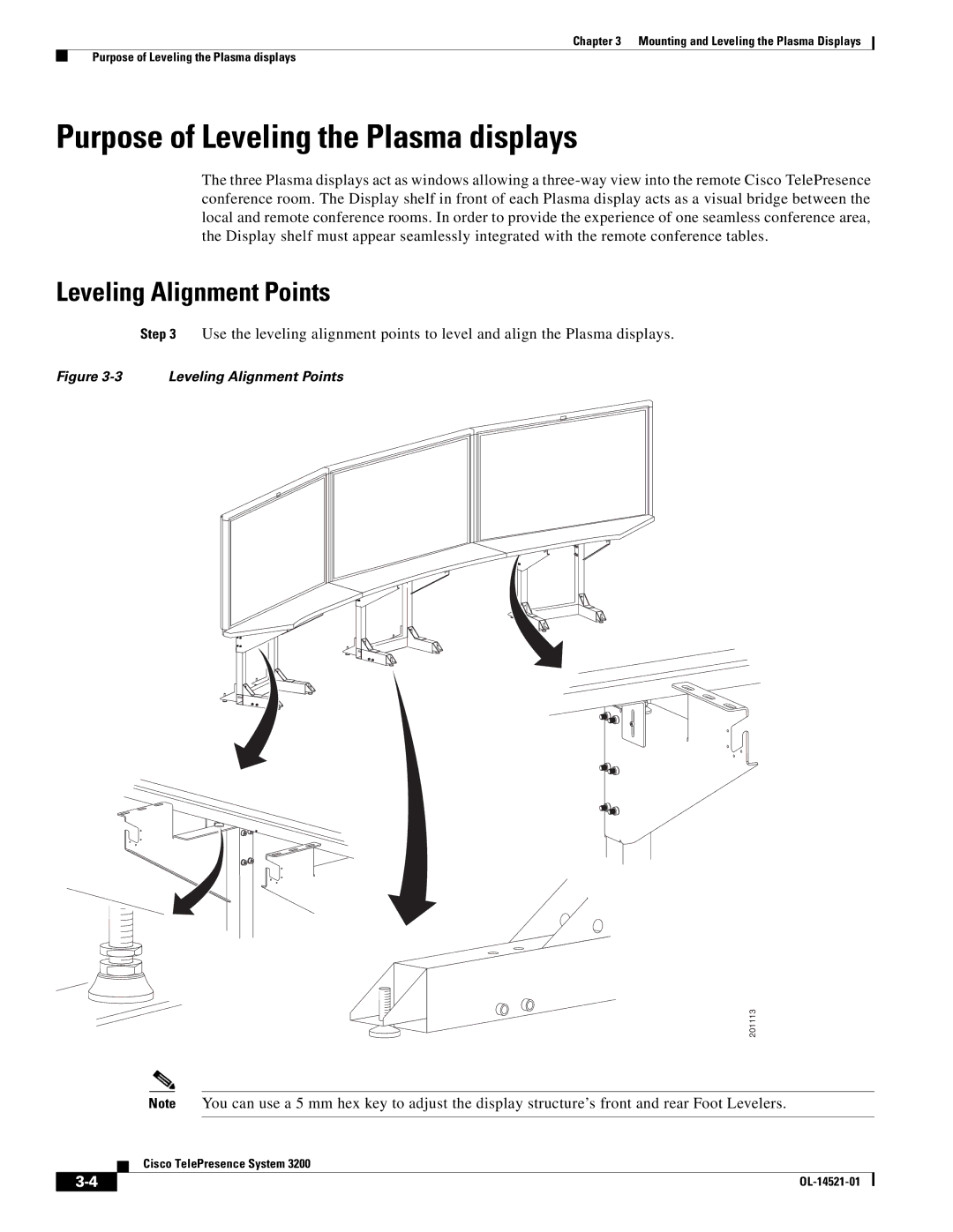 Cisco Systems 3200 manual Purpose of Leveling the Plasma displays, Leveling Alignment Points 