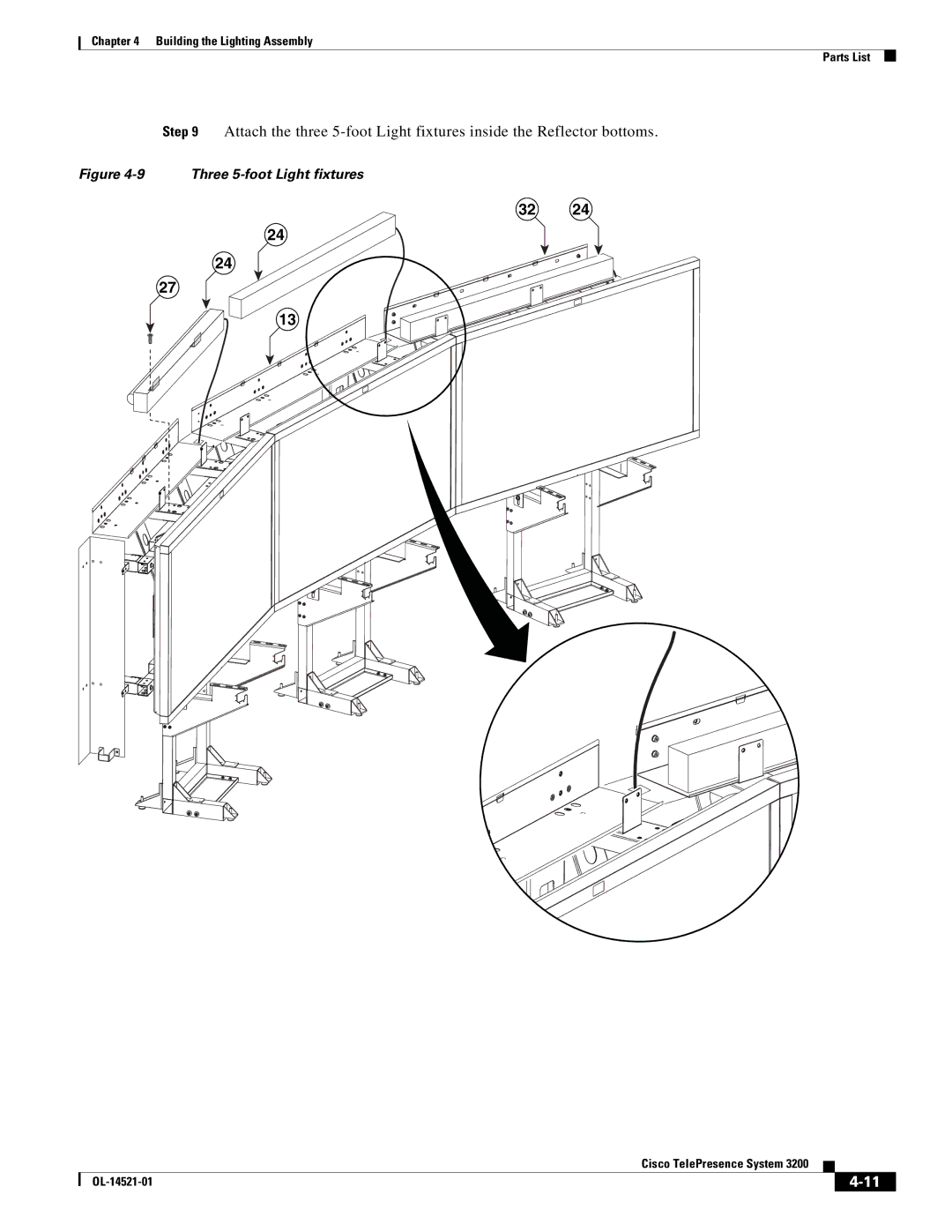 Cisco Systems 3200 manual Three 5-foot Light fixtures 