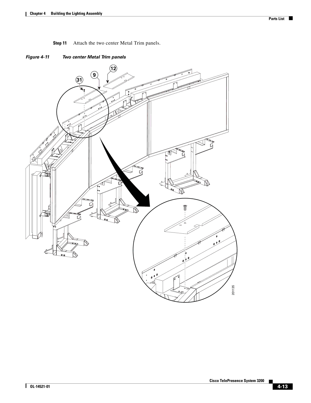 Cisco Systems 3200 manual Attach the two center Metal Trim panels, Two center Metal Trim panels 