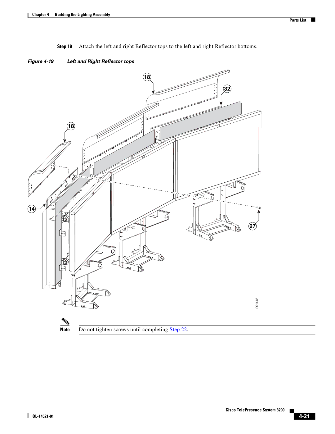 Cisco Systems 3200 manual Left and Right Reflector tops 