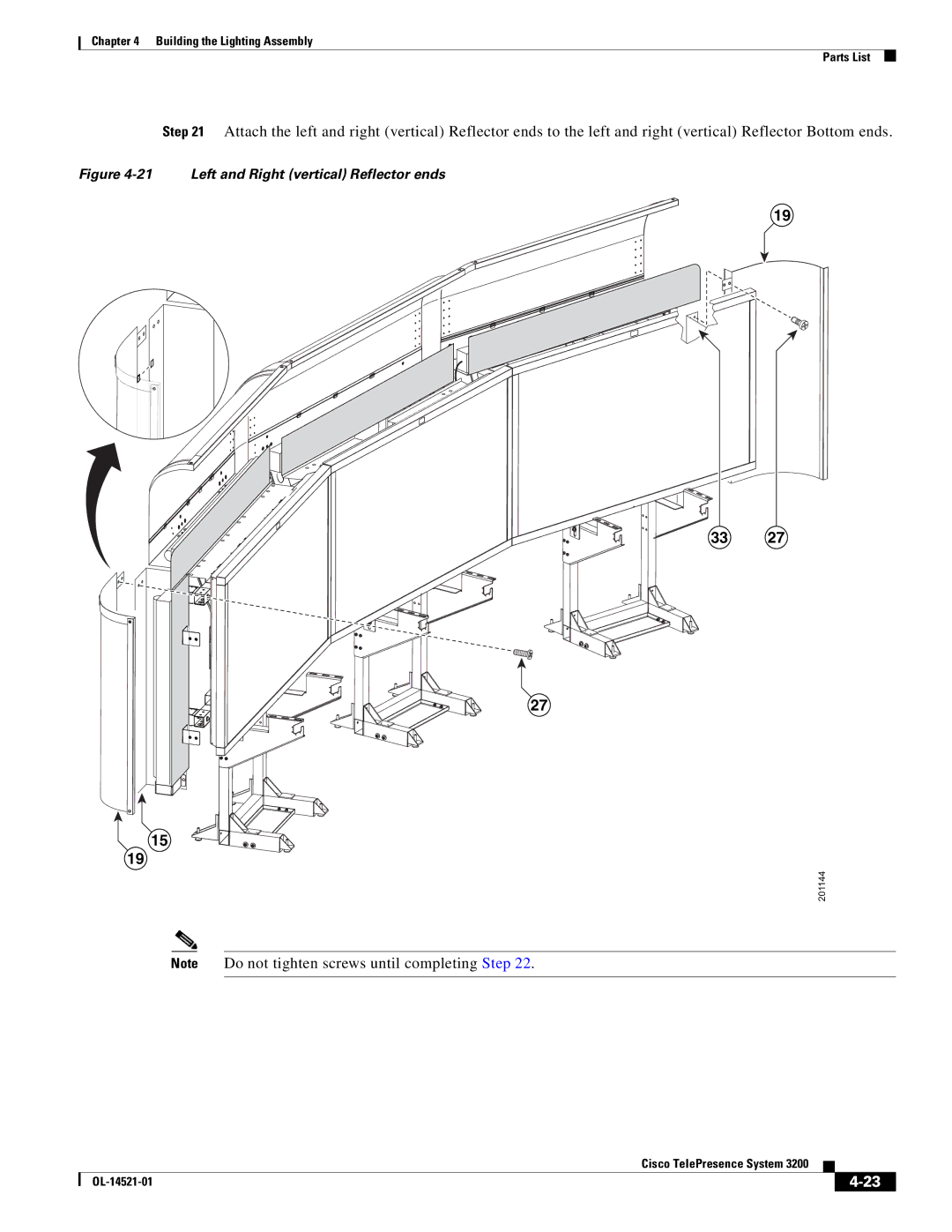 Cisco Systems 3200 manual Left and Right vertical Reflector ends 