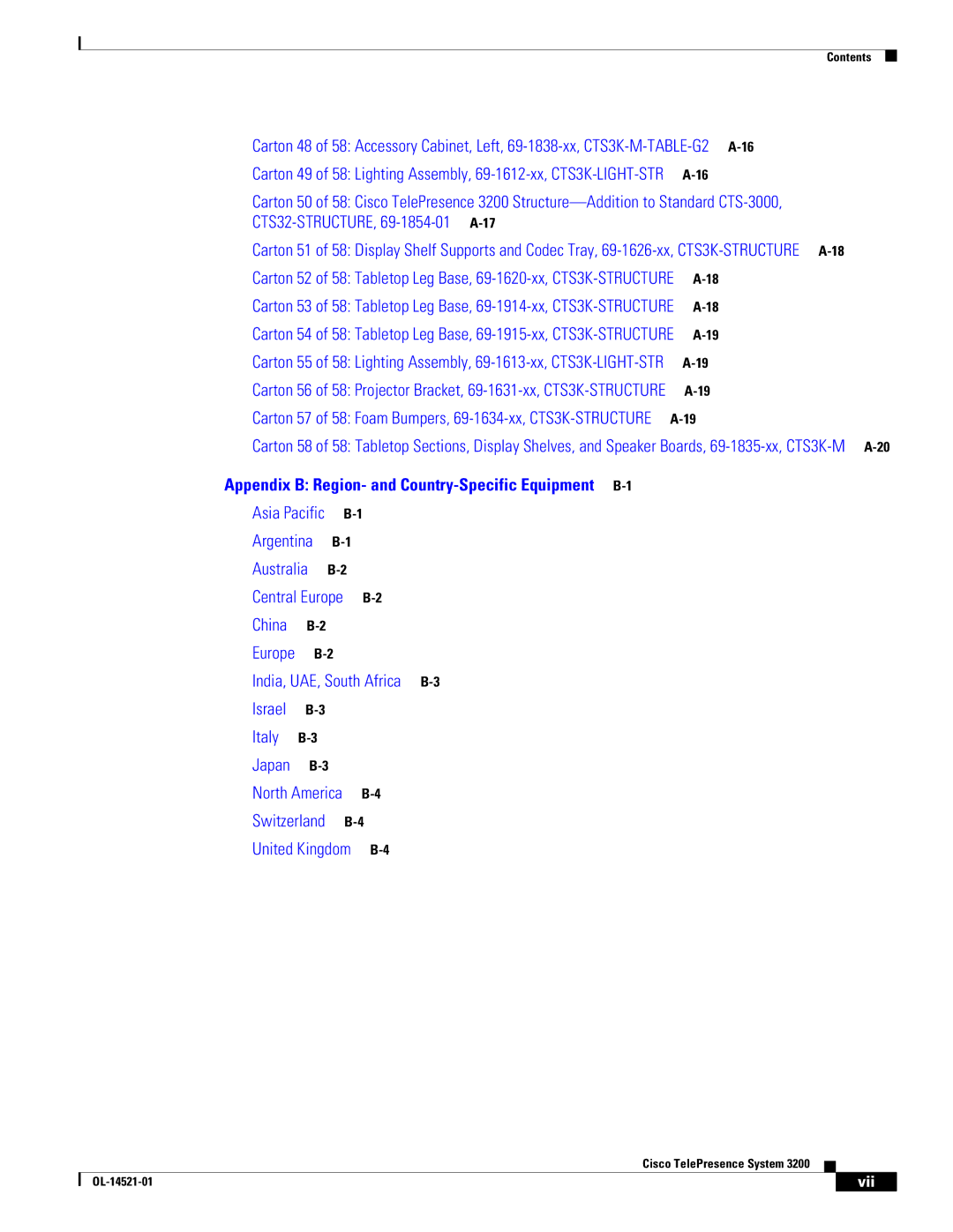 Cisco Systems 3200 manual CTS32-STRUCTURE, 69-1854-01 A-17, Vii 