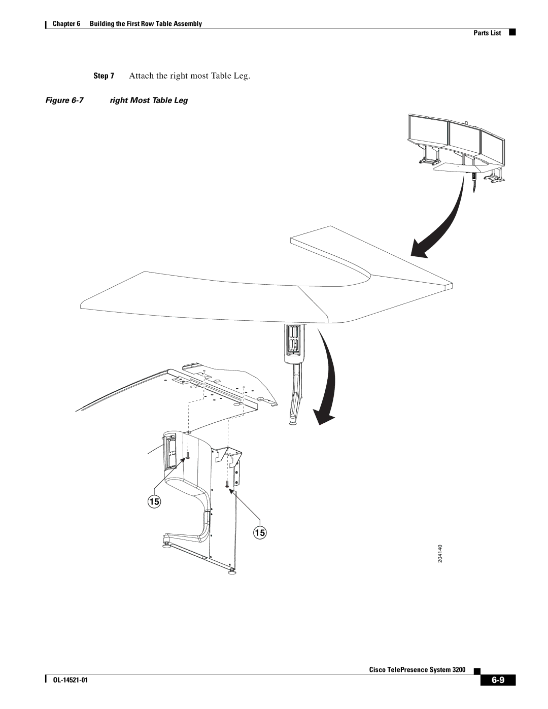 Cisco Systems 3200 manual Attach the right most Table Leg, Right Most Table Leg 