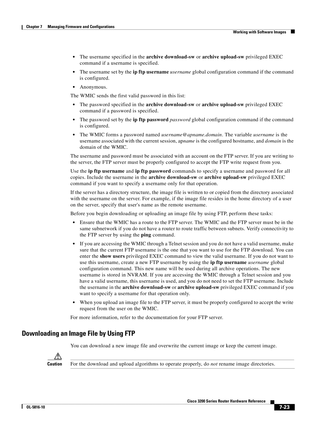 Cisco Systems 3200 manual Downloading an Image File by Using FTP 