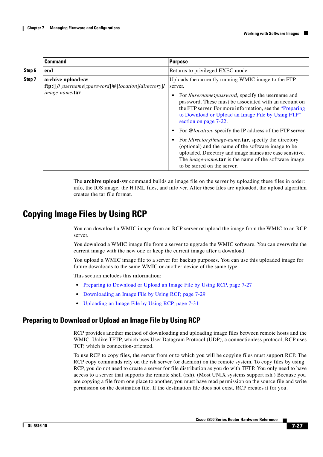 Cisco Systems 3200 manual Copying Image Files by Using RCP, Preparing to Download or Upload an Image File by Using RCP 